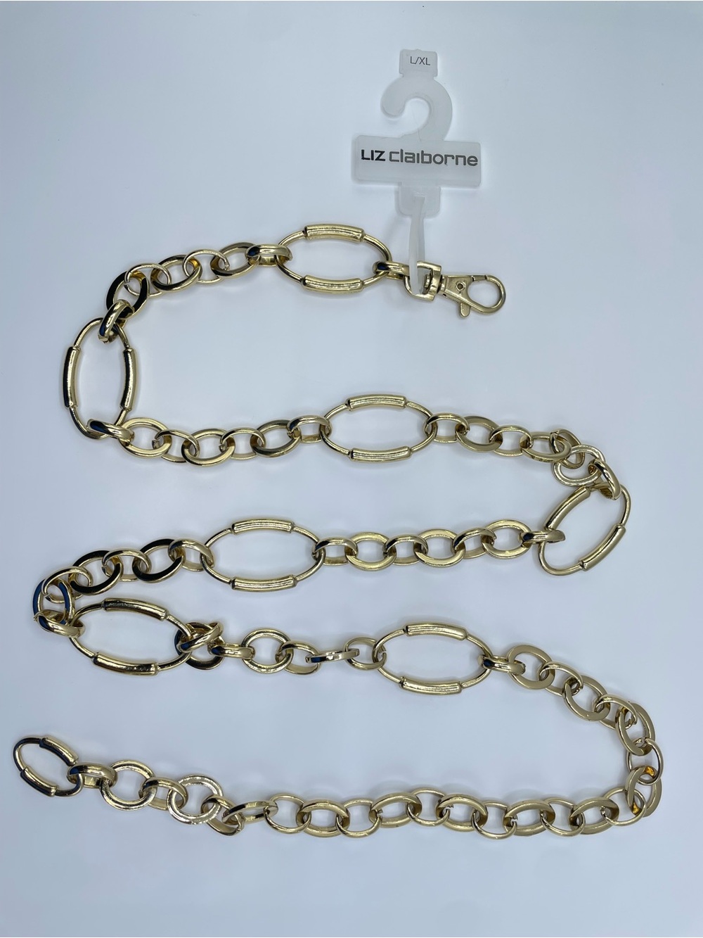 Liz Claiborne Gold Tone Chain Link Belt Statement Adjustable